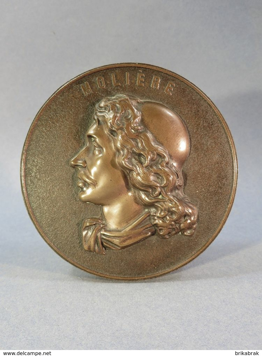 ° MEDAILLE EN BRONZE MOLIERE T.I.S + Théâtre J-B Poquelin - Bronzes