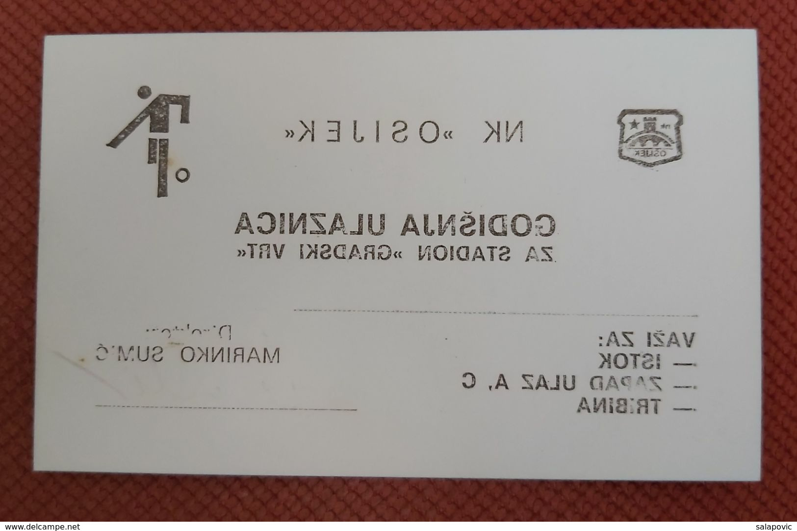 NK OSIJEK , CROATIA GODISNJA ULAZNICA 1988,   Annual Ticket - Other & Unclassified