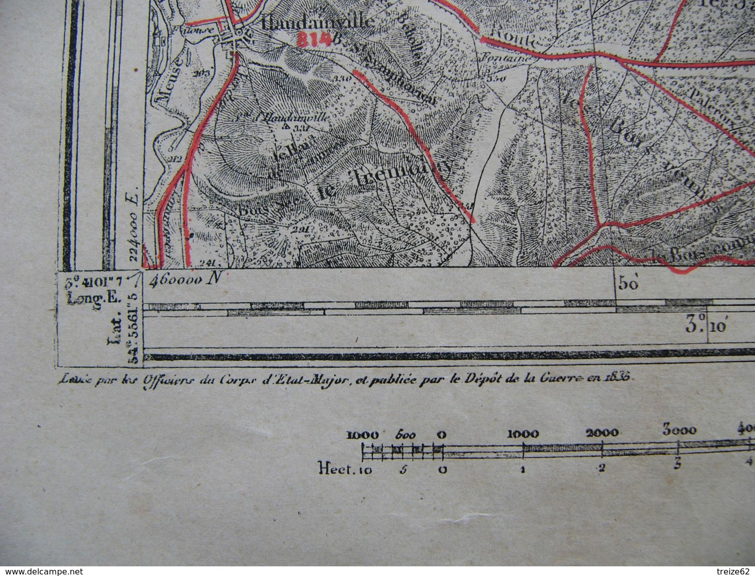 Carte METZ Thionville Spincourt Hermeville Antilly Ornes Senon  Landres Joppecourt Muzeray Bouligny Joeuf Hancourt 1836 - Carte Topografiche