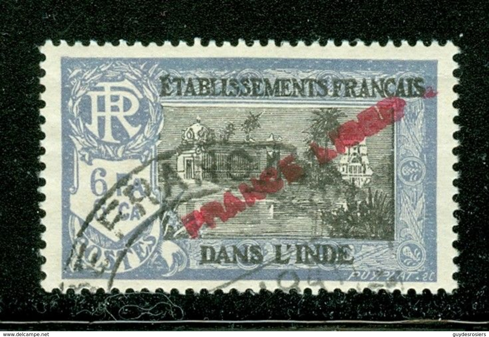 France Libre En Surcharge; French India / Établissements Français De L'Inde; Scott # 130; Usagé (3557) - Used Stamps