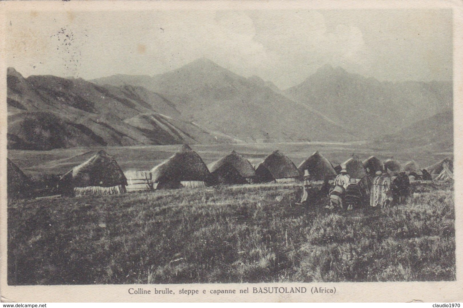 AFRICA - BASUTOLAND - LESOTHO - CARTOLINA - COLLINE BRULLE E CAPANNE - VIAGGIATA DA PIETRA LIGURE (SV) PER MILANO - Lesotho