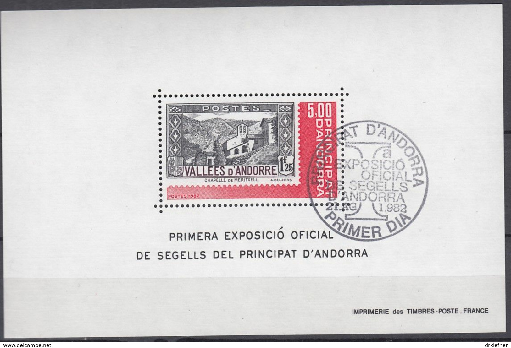 ANDORRA Franz.  Block 1, Gestempelt, Nationale Briefmarkenausstellung 1982 - Blocks & Kleinbögen