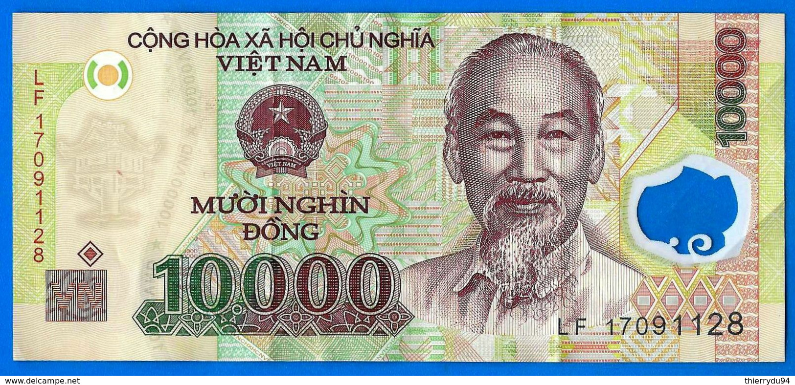 Vietnam 10000 Dong 2017 Que Prix + Port Prefixe LF 10 000 Asie Asia Billet Polymere Bitcoin Paypal OK - Vietnam