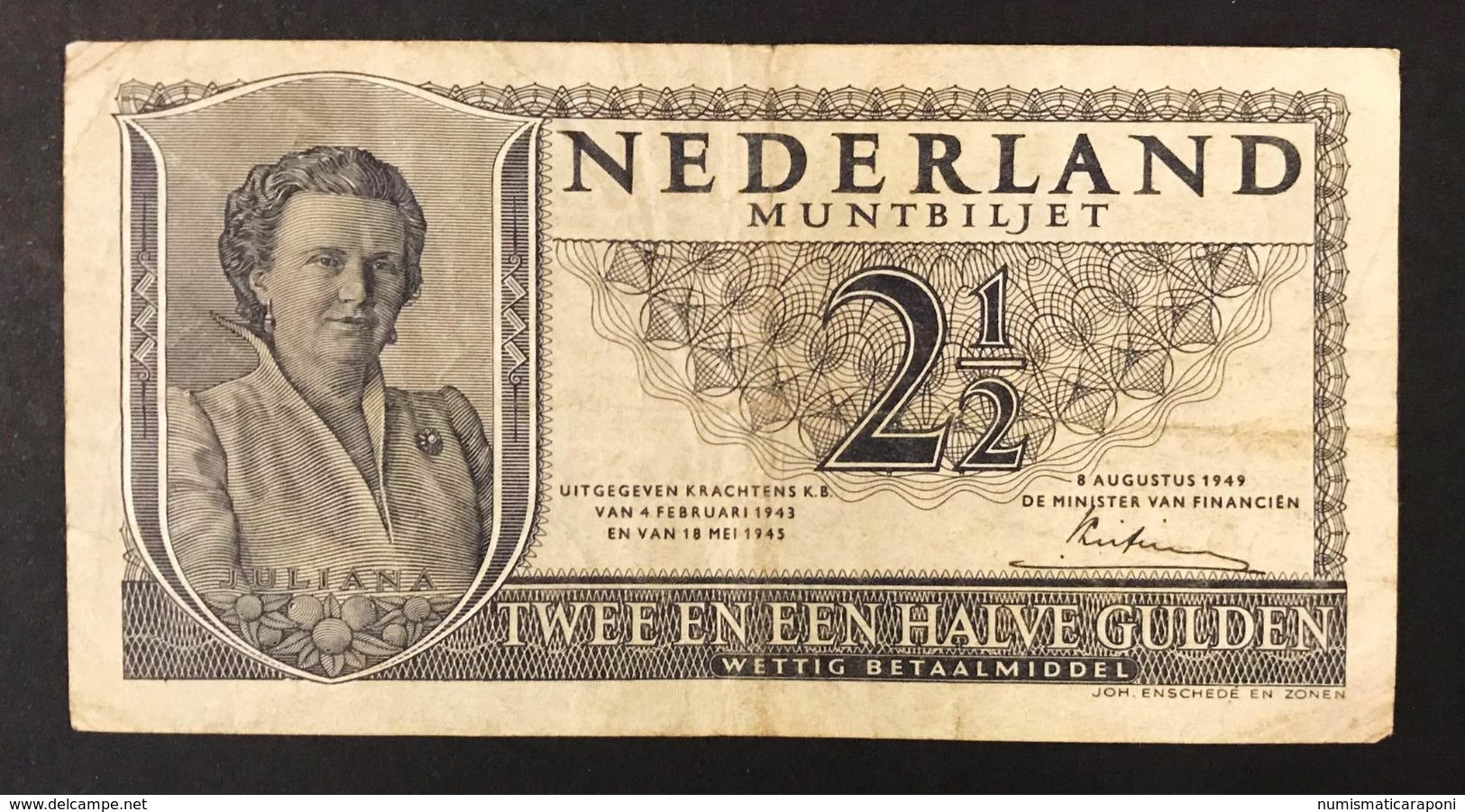 NETHERLANDS OLANDA  1945 21/2 Gulden  Lotto 1454 - 2 1/2 Gulden