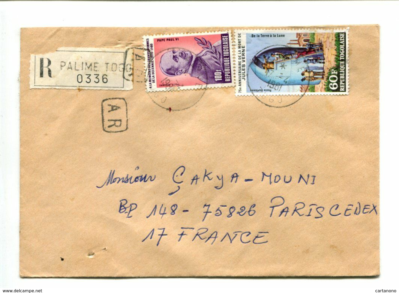 JULES VERNE - Repu. Togolaise 1981 - Lettre Recommandée AR Affr. 60f + 100f - Other & Unclassified