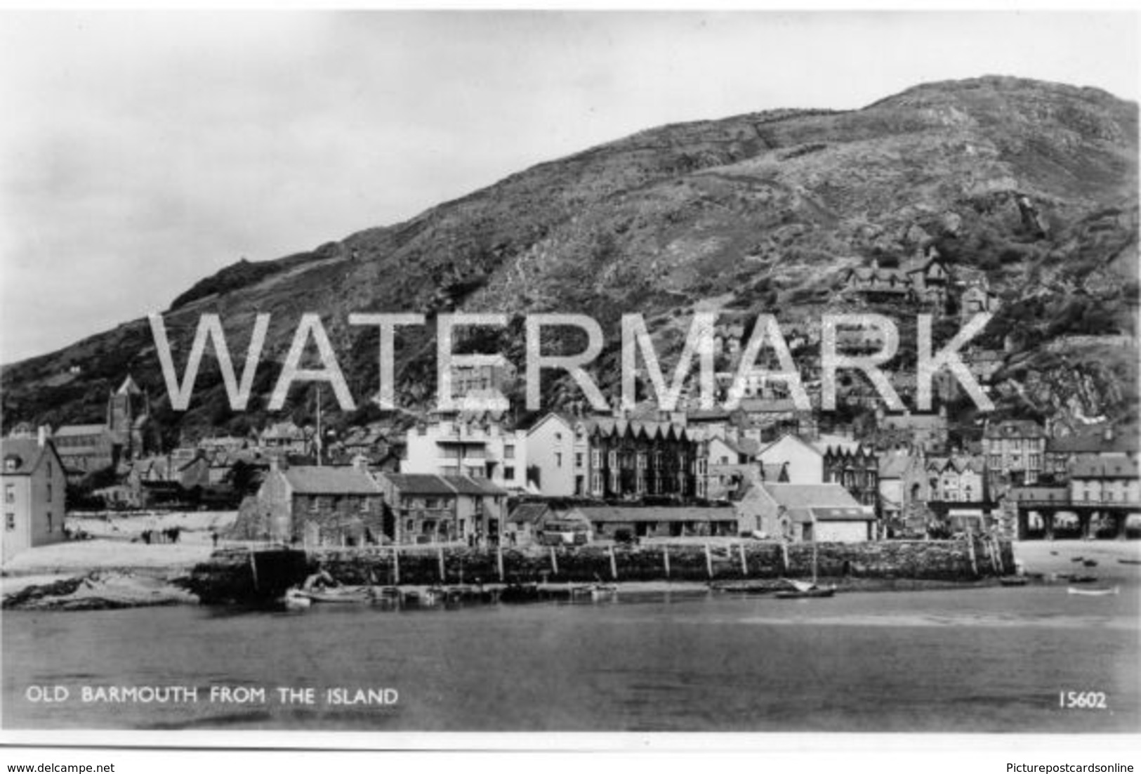 OLD BARMOUTH FROM THE ISLAND OLD R/P POSTCARD WALES - Merionethshire