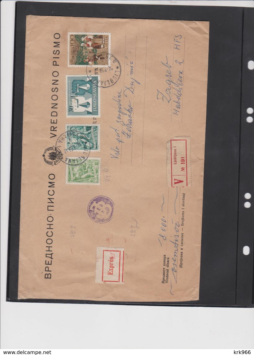 YUGOSLAVIA 1959 LJUBLJANA Value Cover ,costumes 100 Din Key Value - Storia Postale