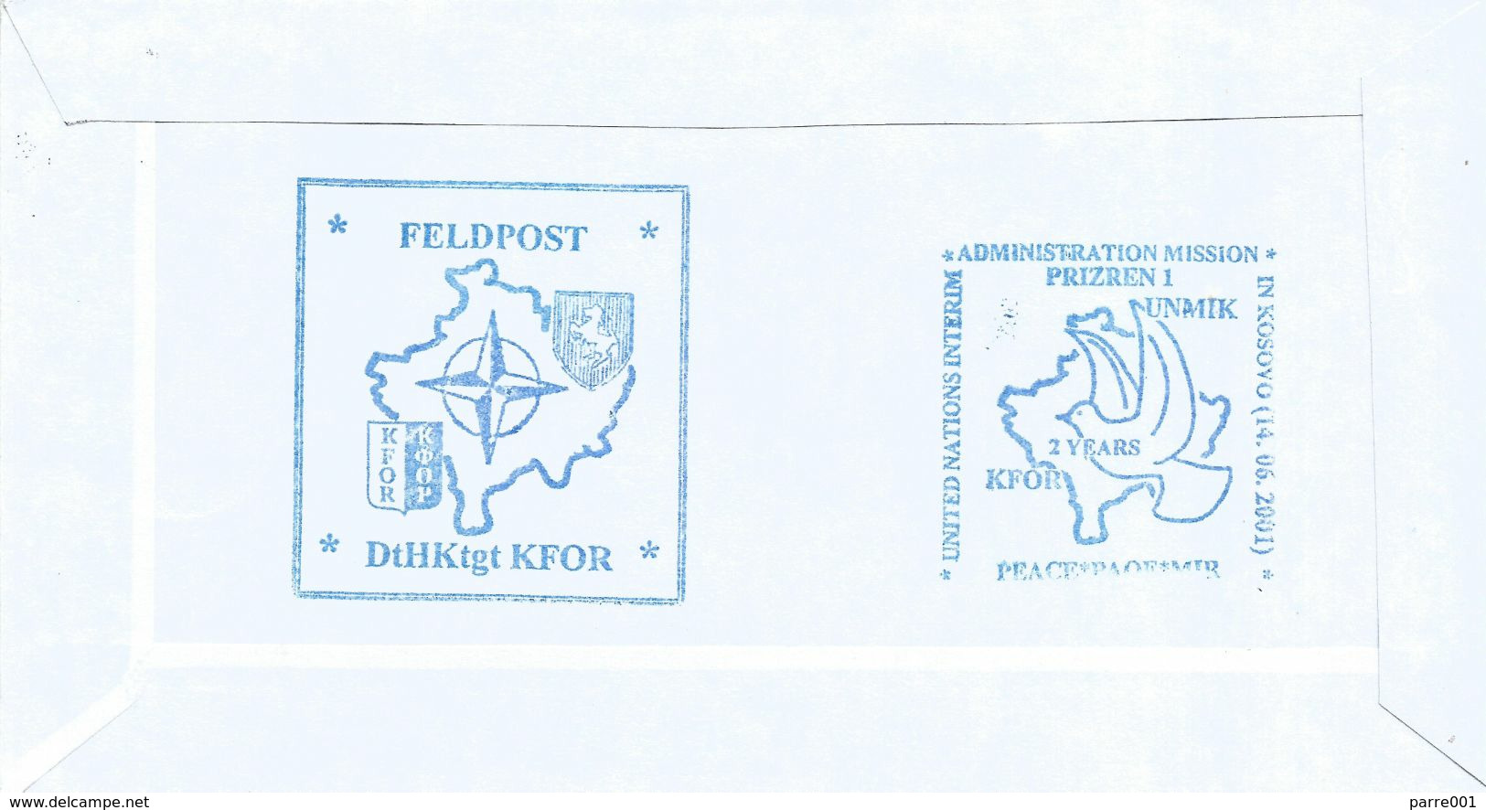 KFOR 2001 731 Feldpost Kosovo Prizren Field Post Feldpost Peacekeeping Military Cover - Militaria