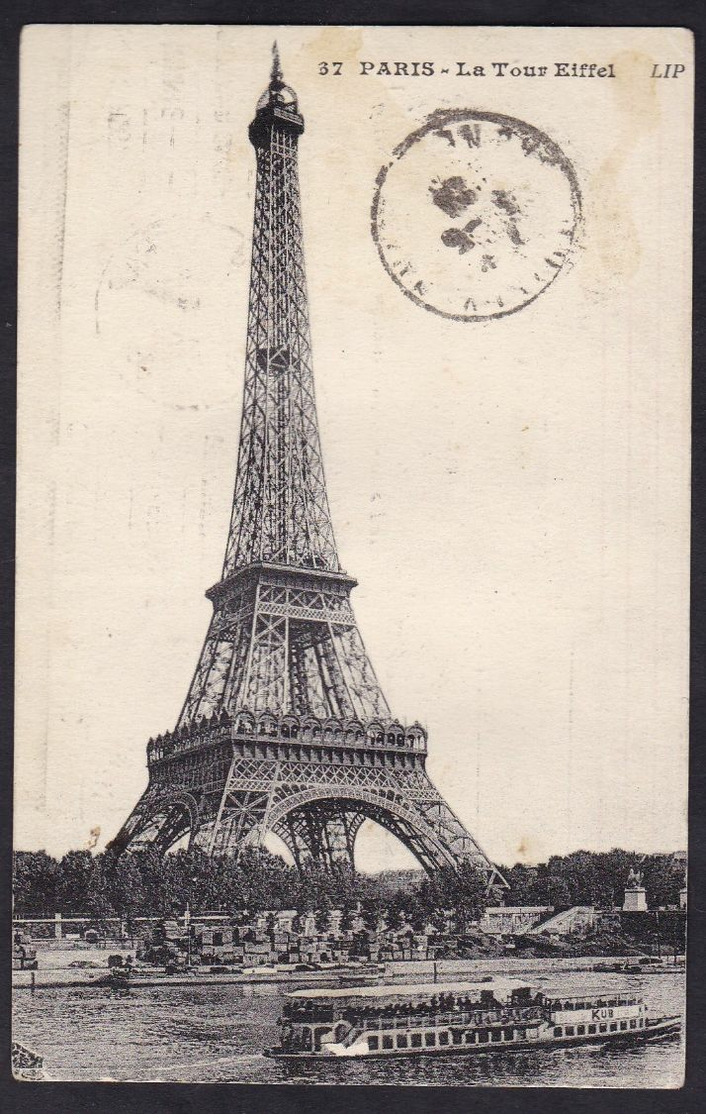 PASTEUR 15C ROULETTE YT171 SUR CP DE LA TOUR EIFFEL IMPRMEE POUR "LE BON MARCHE" 1925 TB PEU COURANT - 1922-26 Pasteur