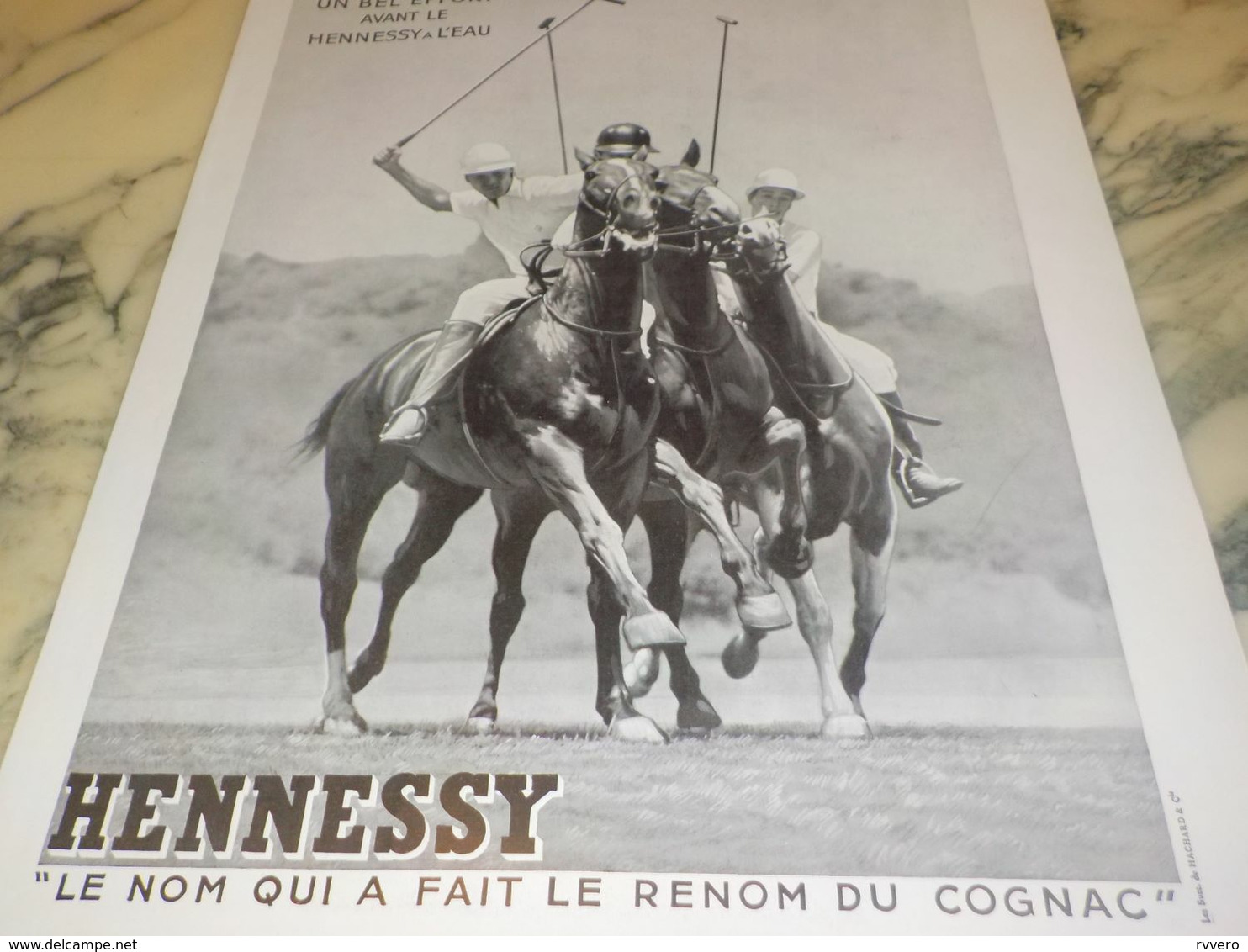 ANCIENNE PUBLICITE COGNAC HENNESSY LE POLO 1934 - Reiten