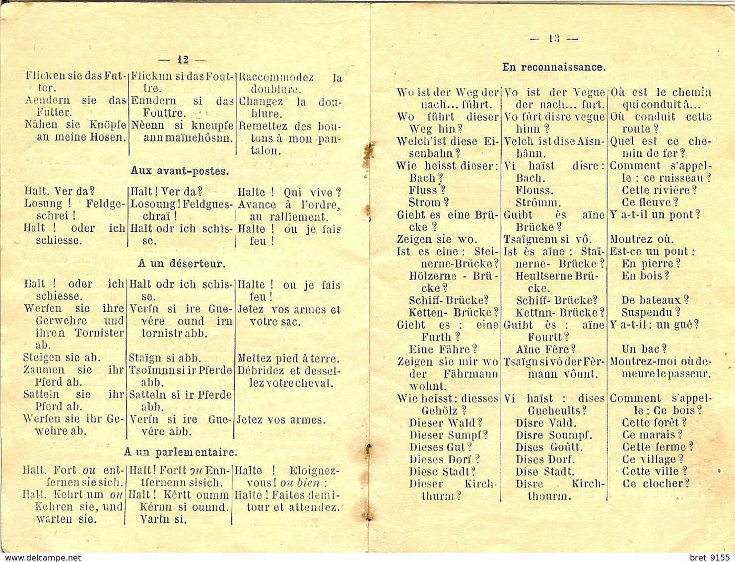 PETIT GUIDE FRANCAIS ALLEMAND A L USAGE DU SOLDAT FRANCAIS. 12eme EDITION.EDITEUR CHARLES LAVAUZELLE 1887 - Autres & Non Classés