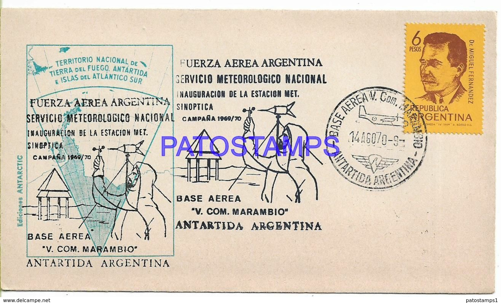 142414 ARGENTINA BUENOS AIRES COVER CANCEL BASE AEREA MARAMBIO ANTARTIDA ANTARCTICA YEAR 1970 NO POSTAL POSTCARD - Altri & Non Classificati