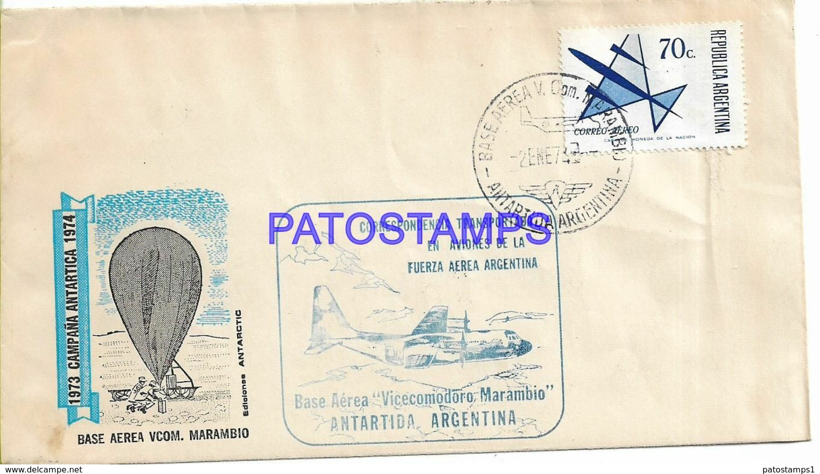 142415 ARGENTINA BUENOS AIRES COVER CANCEL BASE AEREA MARAMBIO AVIATION ANTARTIDA ANTARCTICA YEAR 1974 NO POSTCARD - Sonstige & Ohne Zuordnung