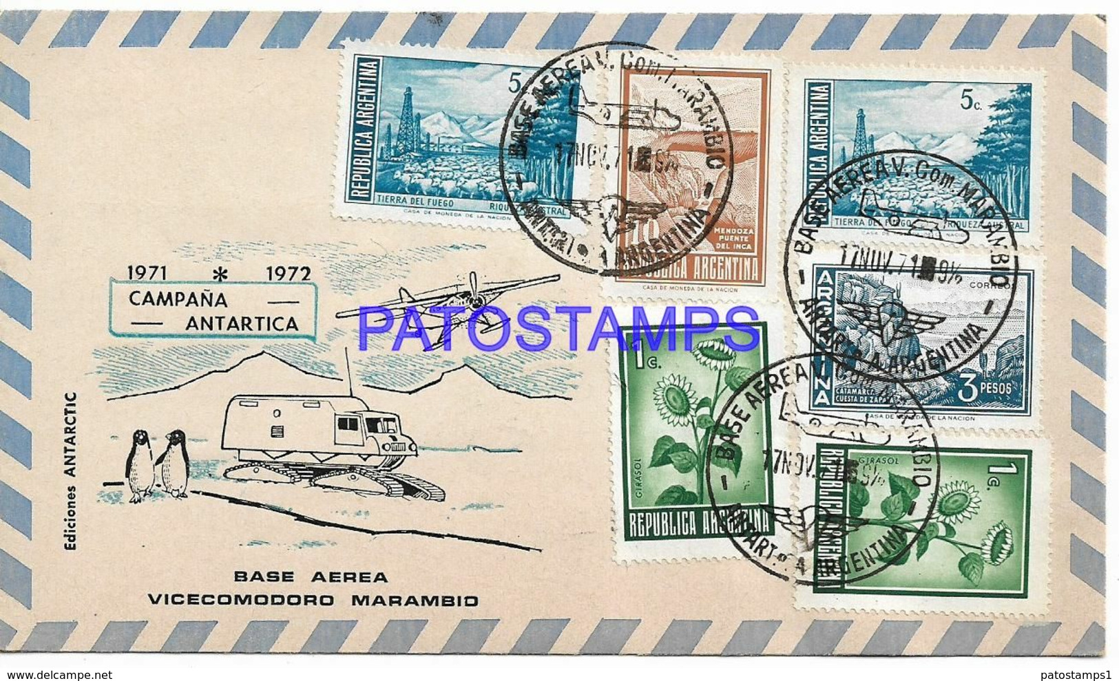 142416 ARGENTINA BUENOS AIRES COVER CANCEL BASE AEREA VICECOMODORO MARAMBIO ANTARTIDA ANTARCTICA YEAR 1971 NO POSTCARD - Autres & Non Classés