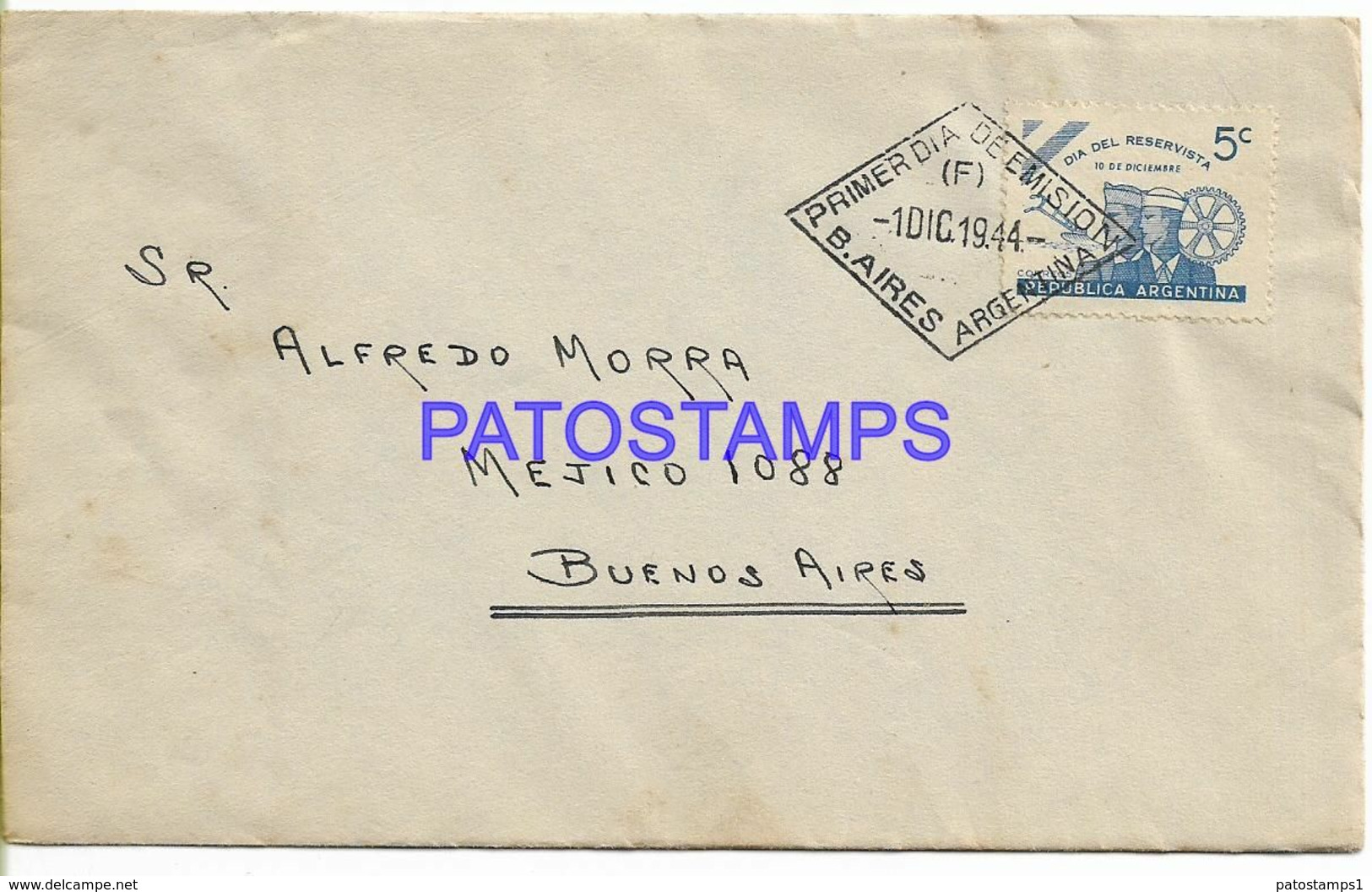 142417 ARGENTINA BUENOS AIRES COVER CANCEL 1º DIA DE EMISION YEAR 1944 NO POSTCARD - Other & Unclassified