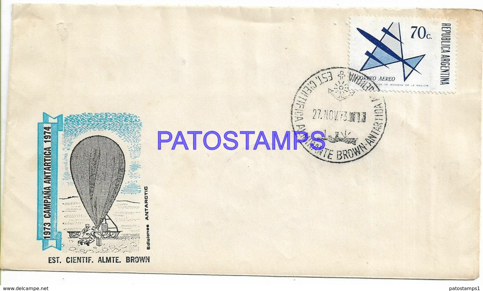 142423 ARGENTINA BUENOS AIRES COVER CANCEL EST CIENTIFICA ALMIRANTE BROWN ANTARTIDA ANTARCTICA YEAR 1974 NO POSTCARD - Altri & Non Classificati