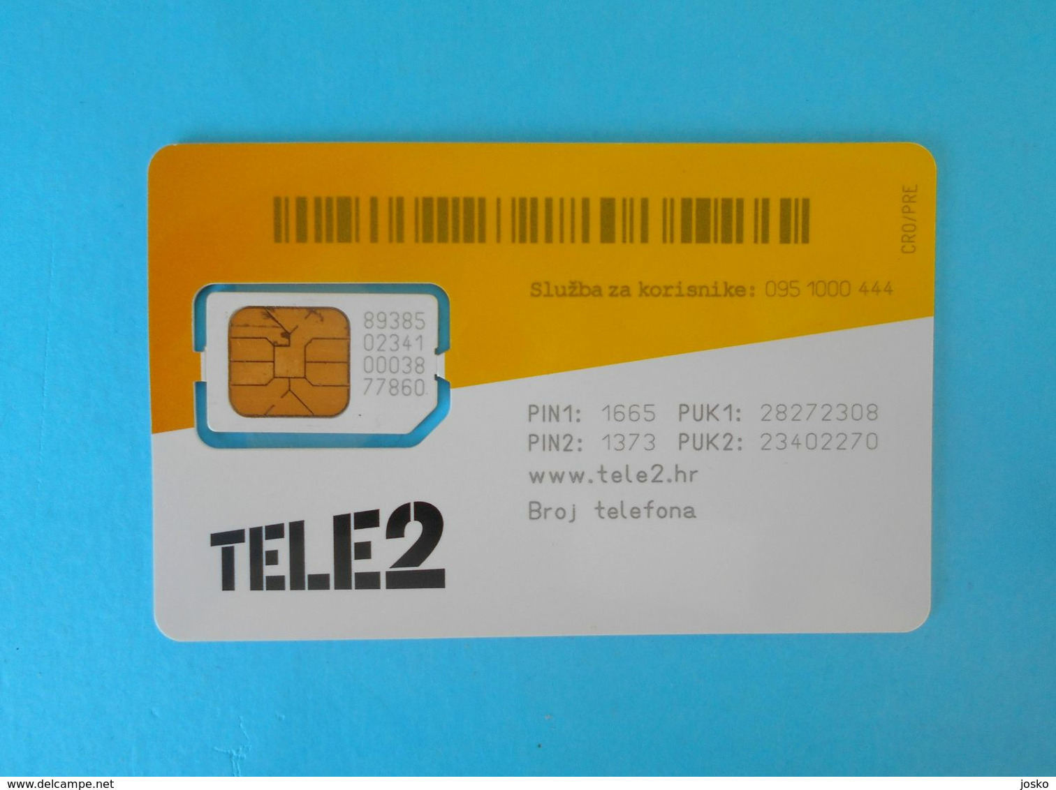 TELE2 ( Croatia GSM SIM Card With Chip ) * USED CARD ( Chip Fixed With Tape ) * Croatie Kroatien Croazia - Telecom Operators