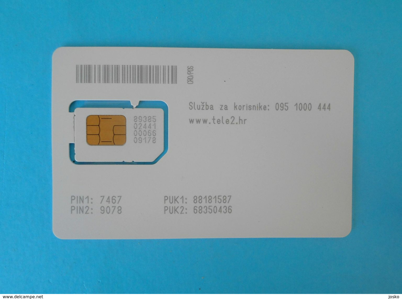 TELE2 ( Croatia GSM SIM Card With Chip ) * USED CARD ( Chip Fixed With Tape ) * Croatie Kroatien Croazia - Telekom-Betreiber