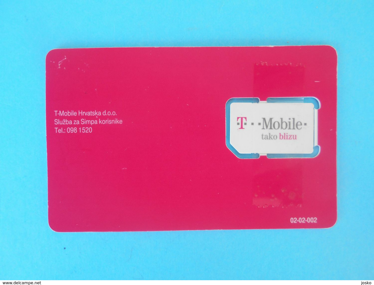 T Mobile  ( Croatia GSM SIM Card With Chip ) * USED CARD ( Chip Fixed With Tape ) * Croatie Kroatien Croazia - Telekom-Betreiber