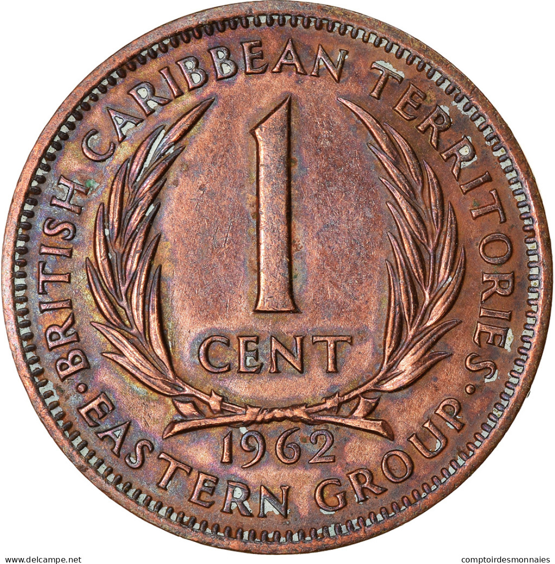 Monnaie, Etats Des Caraibes Orientales, Elizabeth II, Cent, 1962, TB+, Bronze - Territoires Britanniques Des Caraïbes