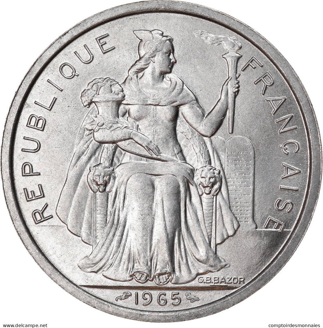 Monnaie, French Polynesia, 5 Francs, 1965, Paris, SPL, Aluminium, KM:4 - Frans-Polynesië