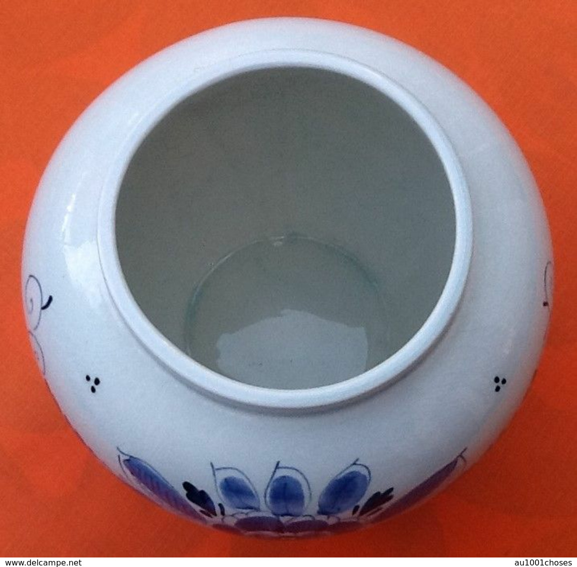 Pot à Tabac (Tabak) Ancien Faïence Blanche Décor Delft Bleu  Hauteur : 160mm - Delft (NLD)