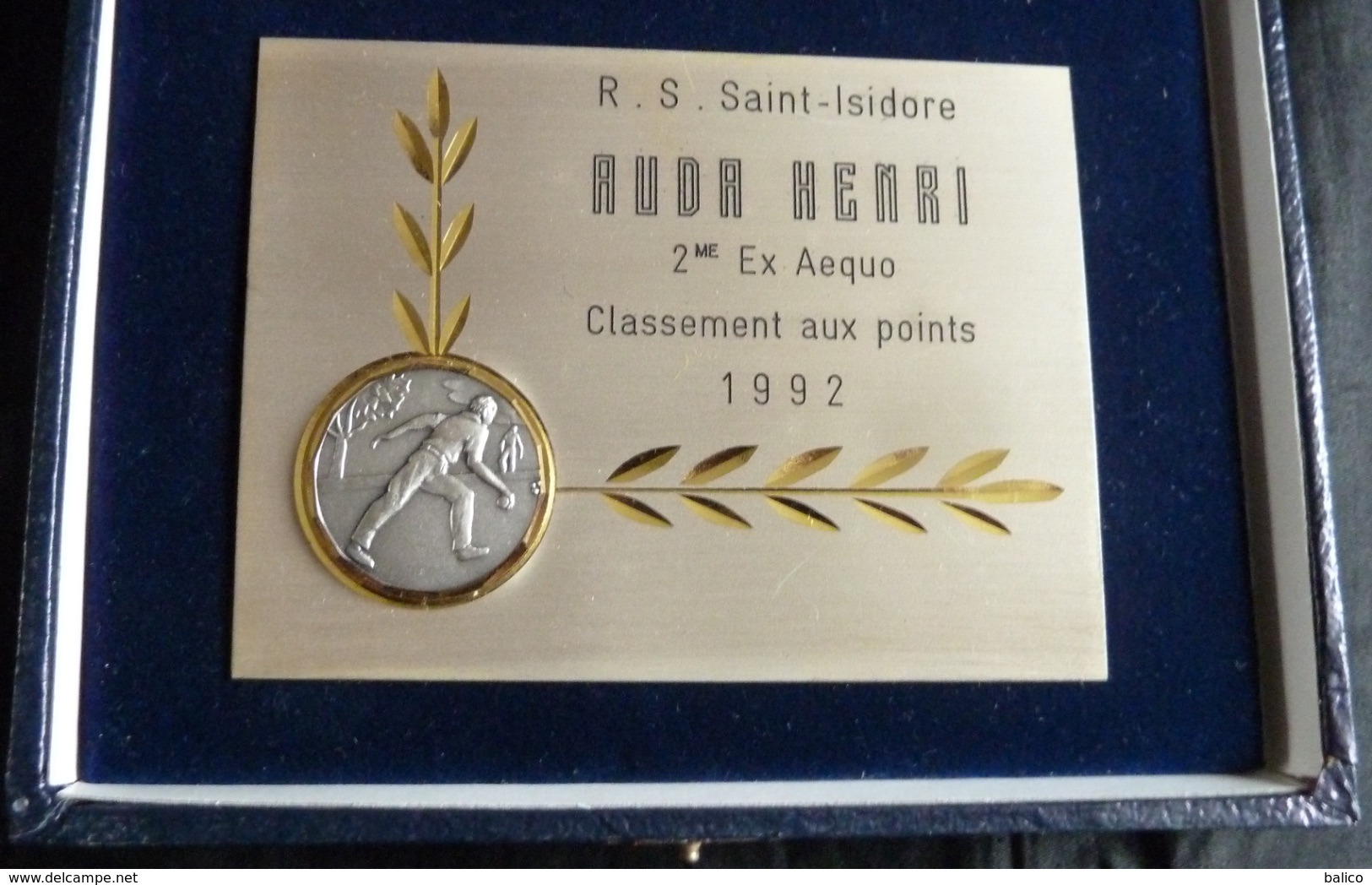 Trophée Bouliste - Pétanque Ou Lyonnaise - Offert Par Mr. Antoine MARTIN à Mr. AUDA HENRI  1992 - Petanca