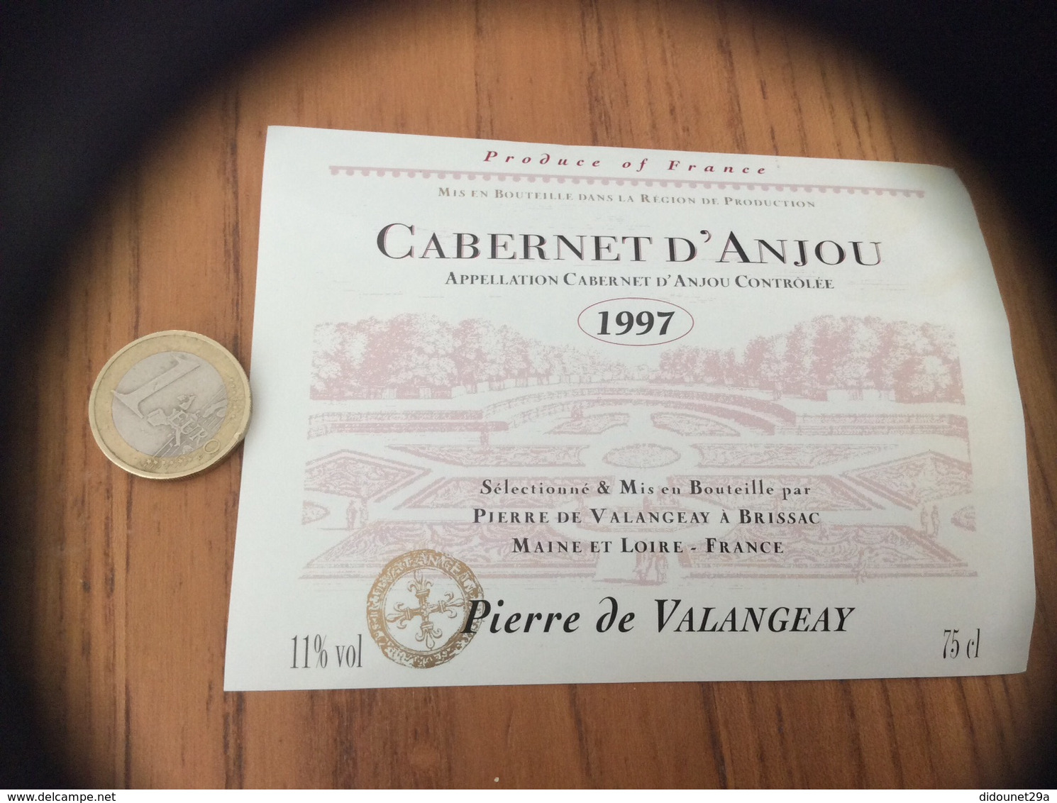 Etiquette Vin 1997 « CABERNET D’ANJOU - Pierre De VALANGEAY - BRISSAC (49) » - Vino Rosato