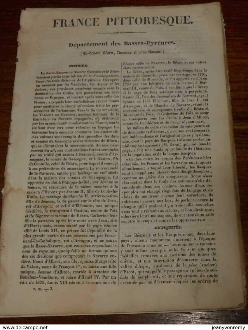 Département Des Basses Pyrénées.1835. - Baskenland