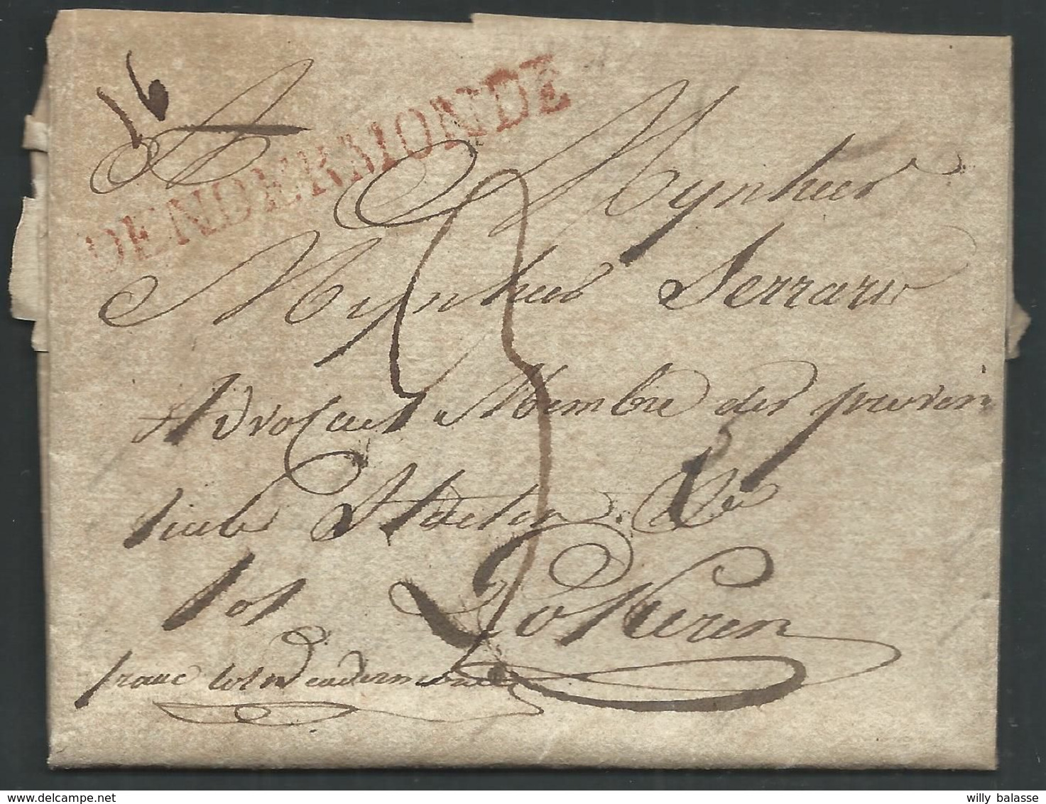 L  1821 Datée De Hamme Marque DENDERMONDE + Man "franc Tot Audenaerde" Pour Lokeren - 1815-1830 (Période Hollandaise)