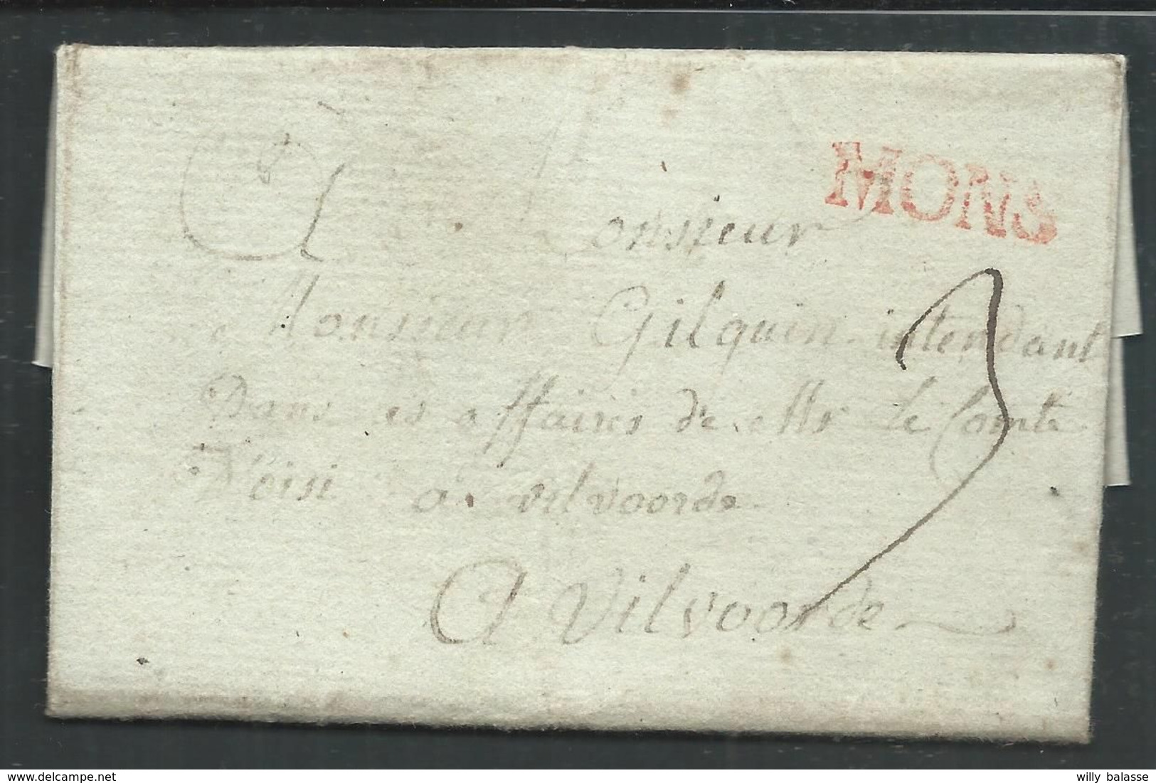 L  Datée De Quaregnon 1790 Marque MONS + "3" Pour Vilvoorde - 1789-1790 (Brabantische Revolution)