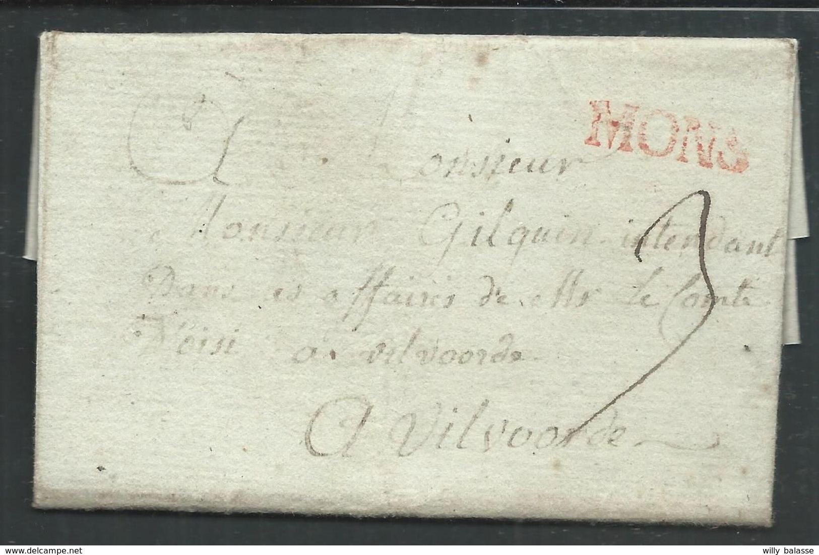 L  Datée De Quaregnon 1790 Marque MONS + "3" Pour Vilvoorde - 1789-1790 (Rivol. Brabanzona)