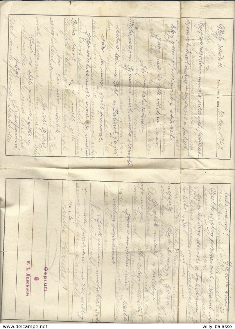 L. Konzentrationslager Auschwitz Affr 12  Pfg Càpt AUSCHWITZ (OBERSCHLES)2/1943 + Cens D'Auschwitz Pour Josephbad - Lettres & Documents