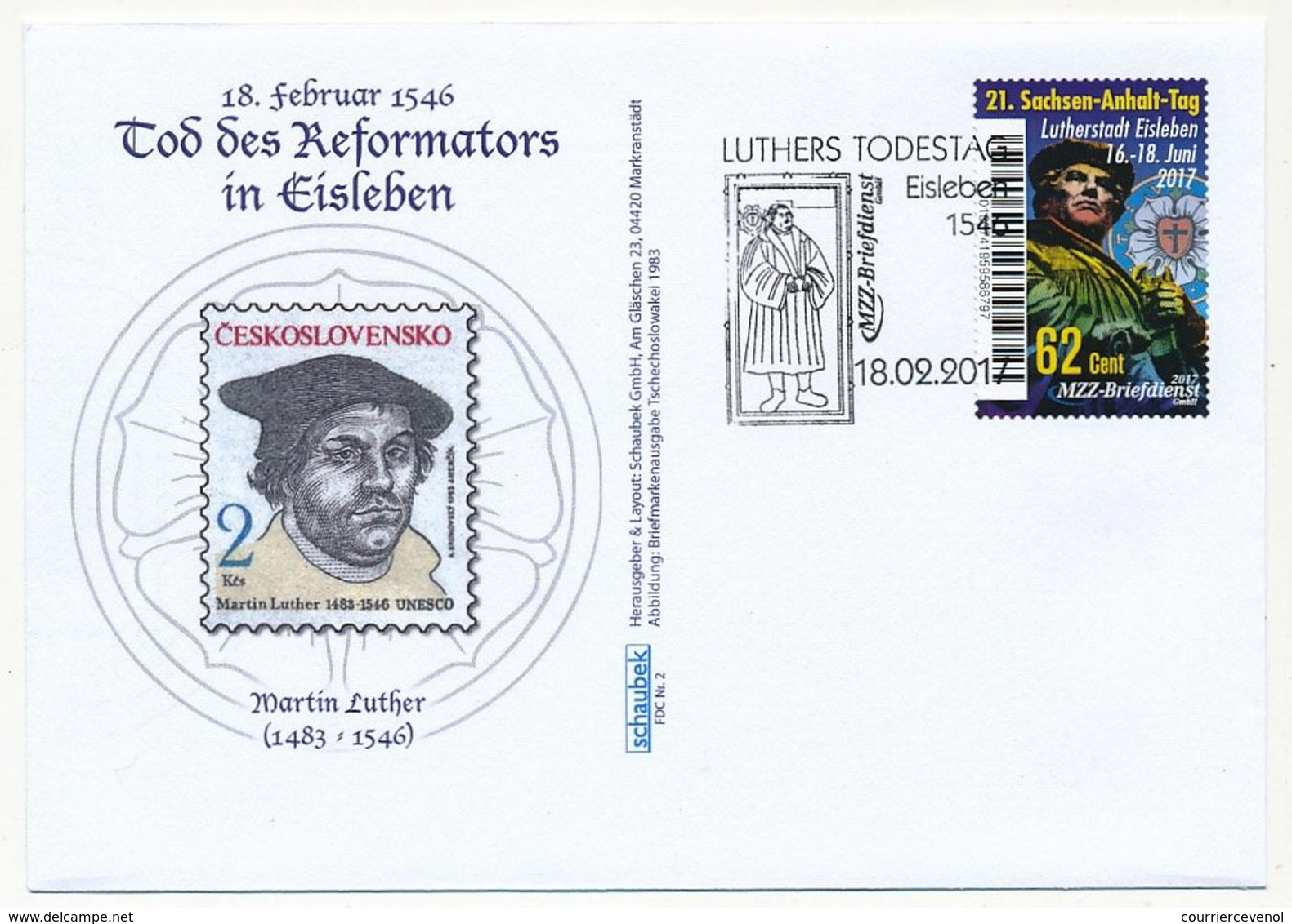 ALLEMAGNE - Poste Privée MZZ - Enveloppe FDC Martin Luther / Décès Du Réformateur - 18/02/1917 - Christentum
