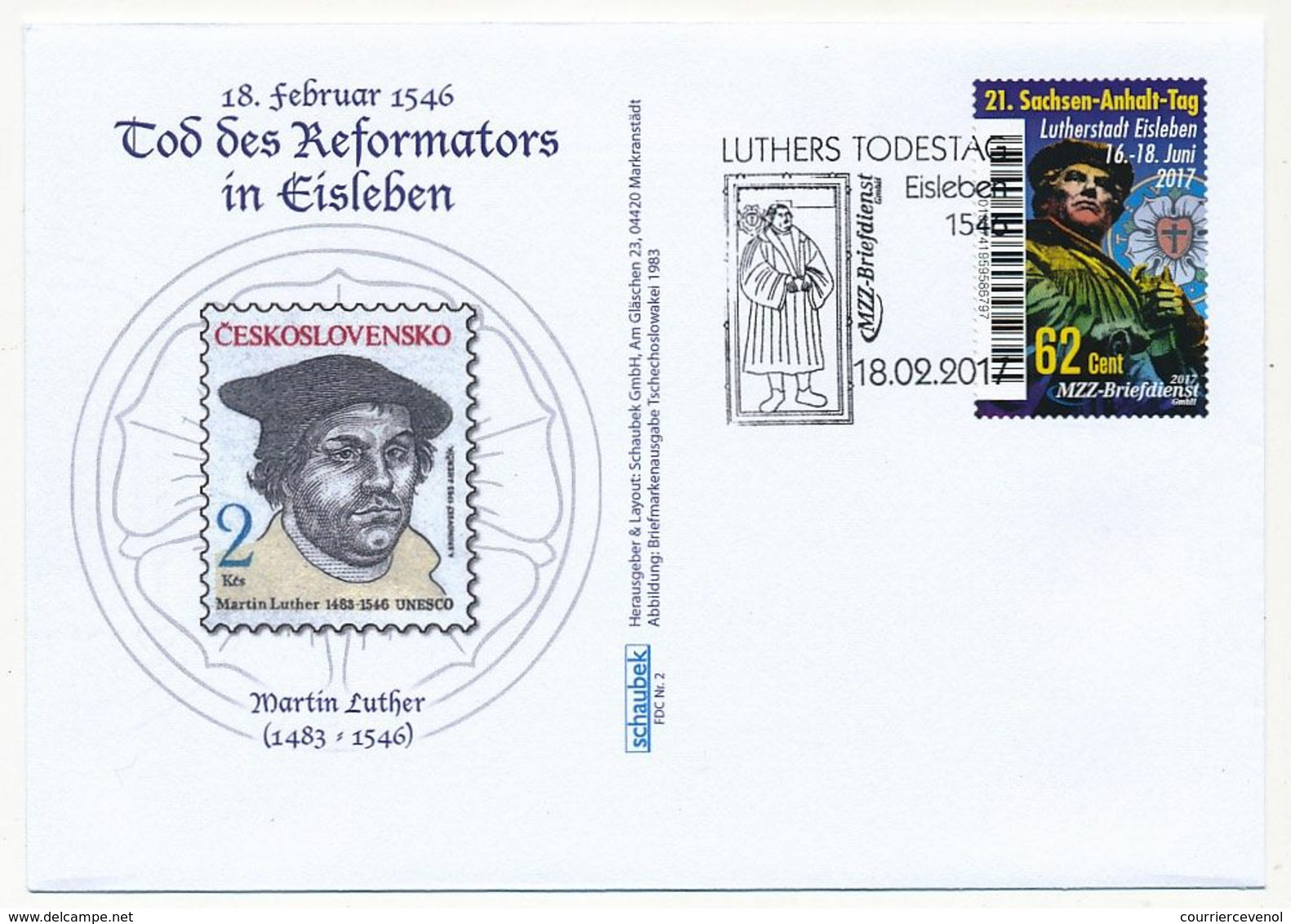 ALLEMAGNE - Poste Privée MZZ - Enveloppe FDC Martin Luther / Décès Du Réformateur - 18/02/1917 - Christianity