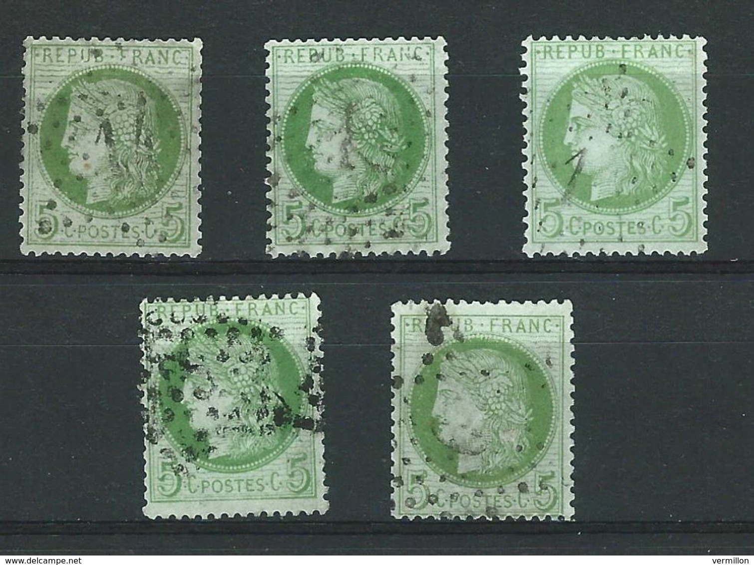 XX-/-964-. YVERT - 5 X N° 53,  Obl. ETOILE , COTE 50.00 € , VOIR NUANCES & OBLITERATIONS, IMAGE DU VERSO SUR DEMANDE - 1871-1875 Cérès