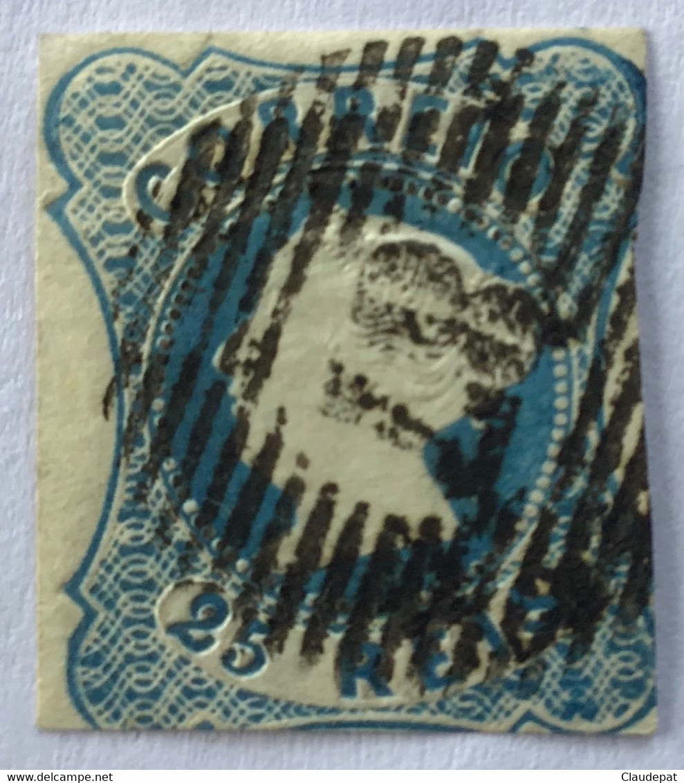 Portugal, Reine Maria Portugal 1853 25 Reis Bleue Oblitérée - Gebraucht