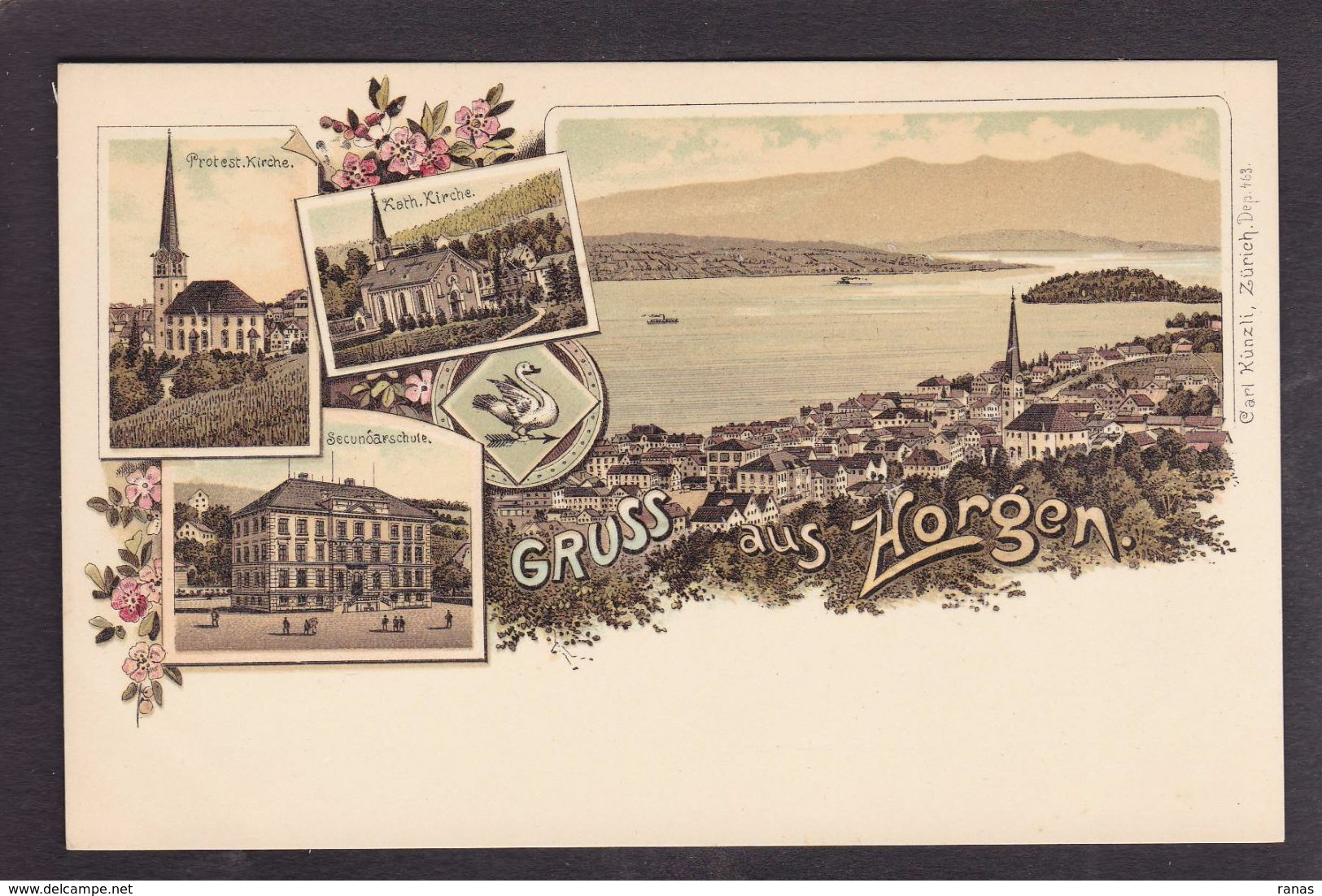 CPA Suisse Helvétia Schweiz Svizzera Non Circulé Litho Gruss Canton De Zurich Horgen - Horgen