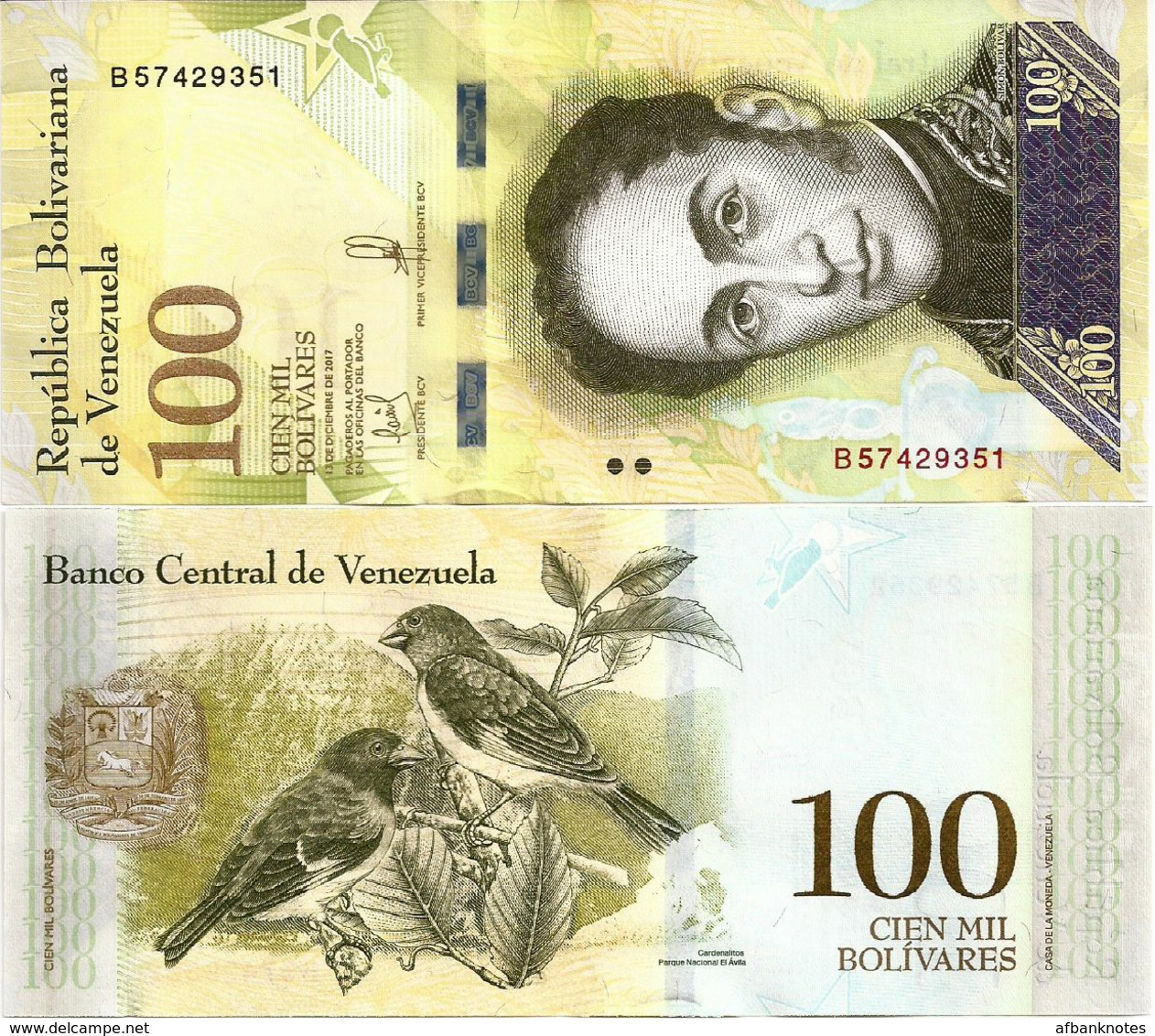 VENEZUELA       100,000 Bolívares       P-100b       13.12.2017       UNC  [ 100000 ] - Venezuela