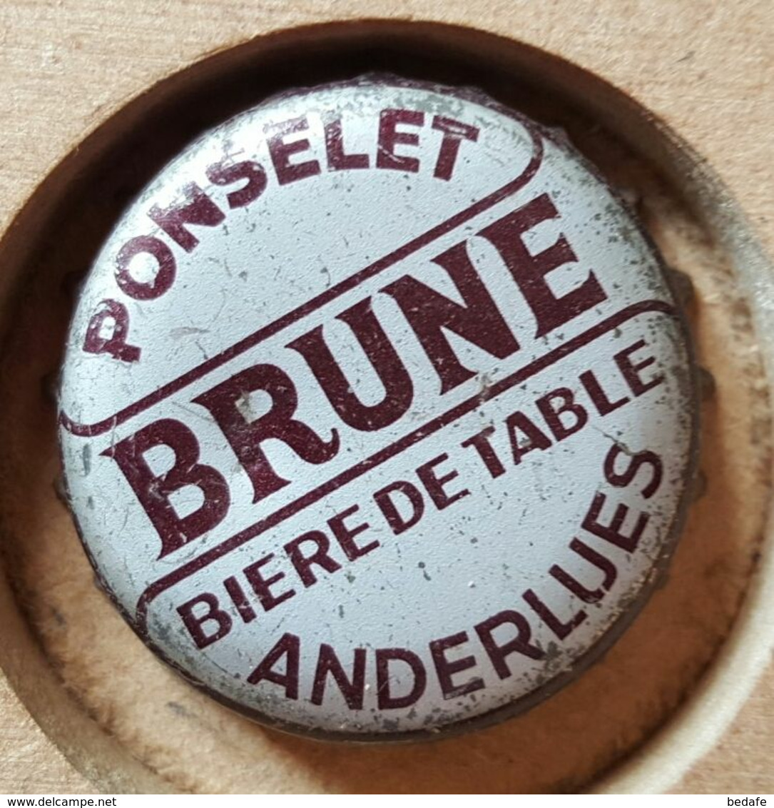 Vieille Capsules Kroonkurk Bière De Table Brune Brasserie Ponselet Anderlues - 1 - Bière