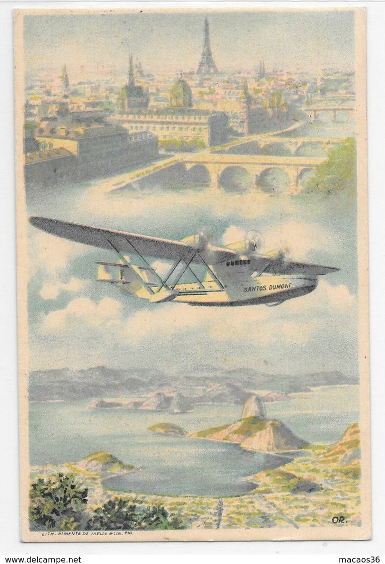 Ligne MERMOZ - AIR FRANCE 1935 Felicidades Greetings Bonne Année BRESIL FRANCE PAR AVION - 16 - Aerei