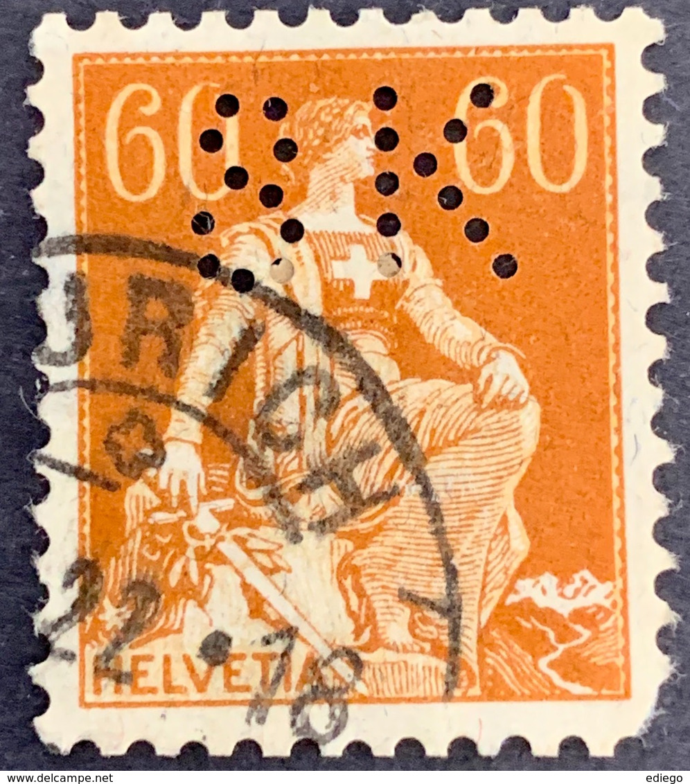 SUISSE 60 CTS HELVETIE : PERFIN. - Gezähnt (perforiert)