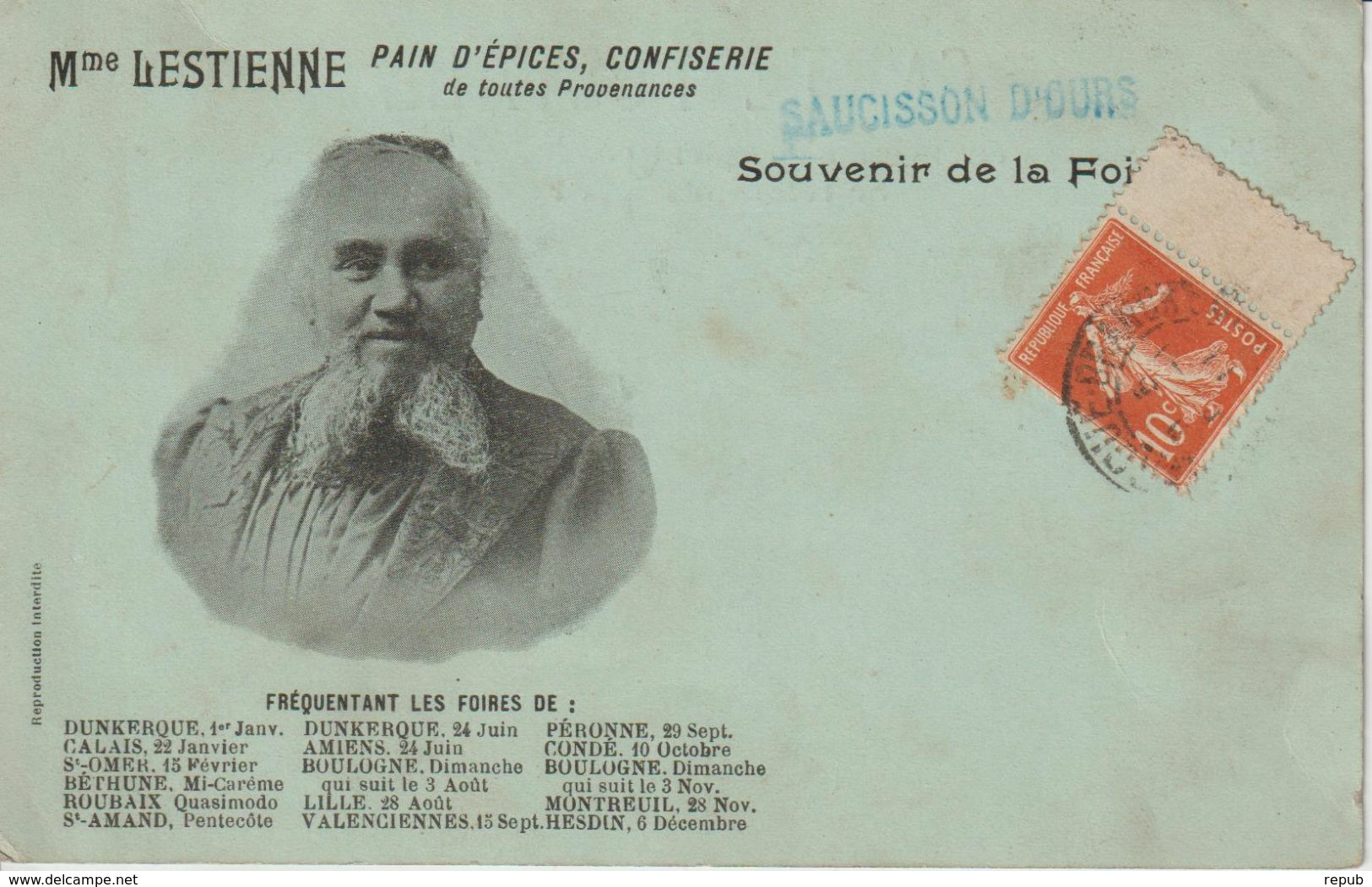 France CPA Mme Lestienne Foires Voyagée Oblitérée De Coudekerque - Coudekerque Branche