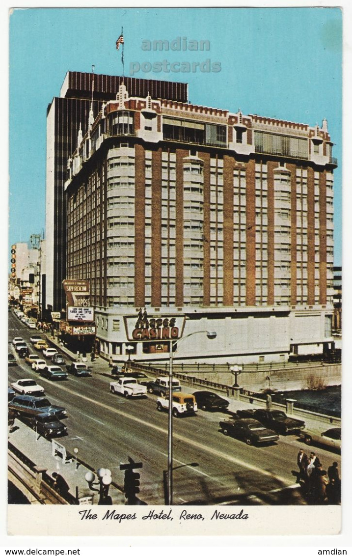 USA - Reno Nevada NV - Mapes Hotel And Casino - Street View - Old Cars - 1970s Vintage Postcard - Reno