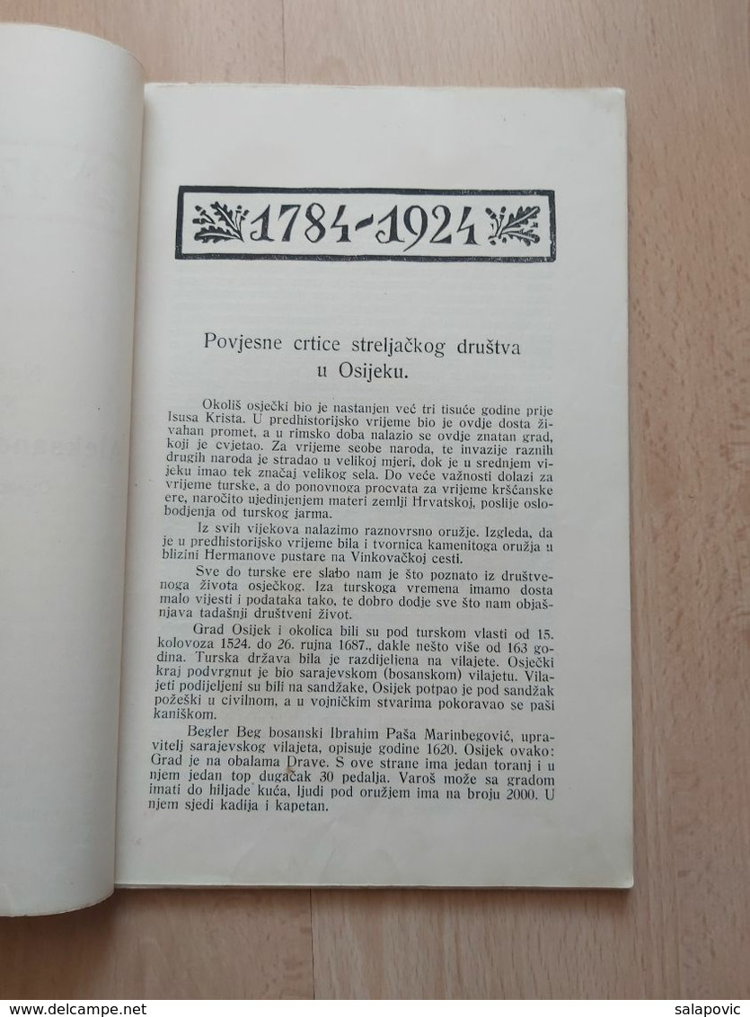 Spomenspis Gradjansko Streljacko Drustvo Kralj Aleksandar  Osijek 1924. Memorial Shooting Society King Alexandar - Bogenschiessen