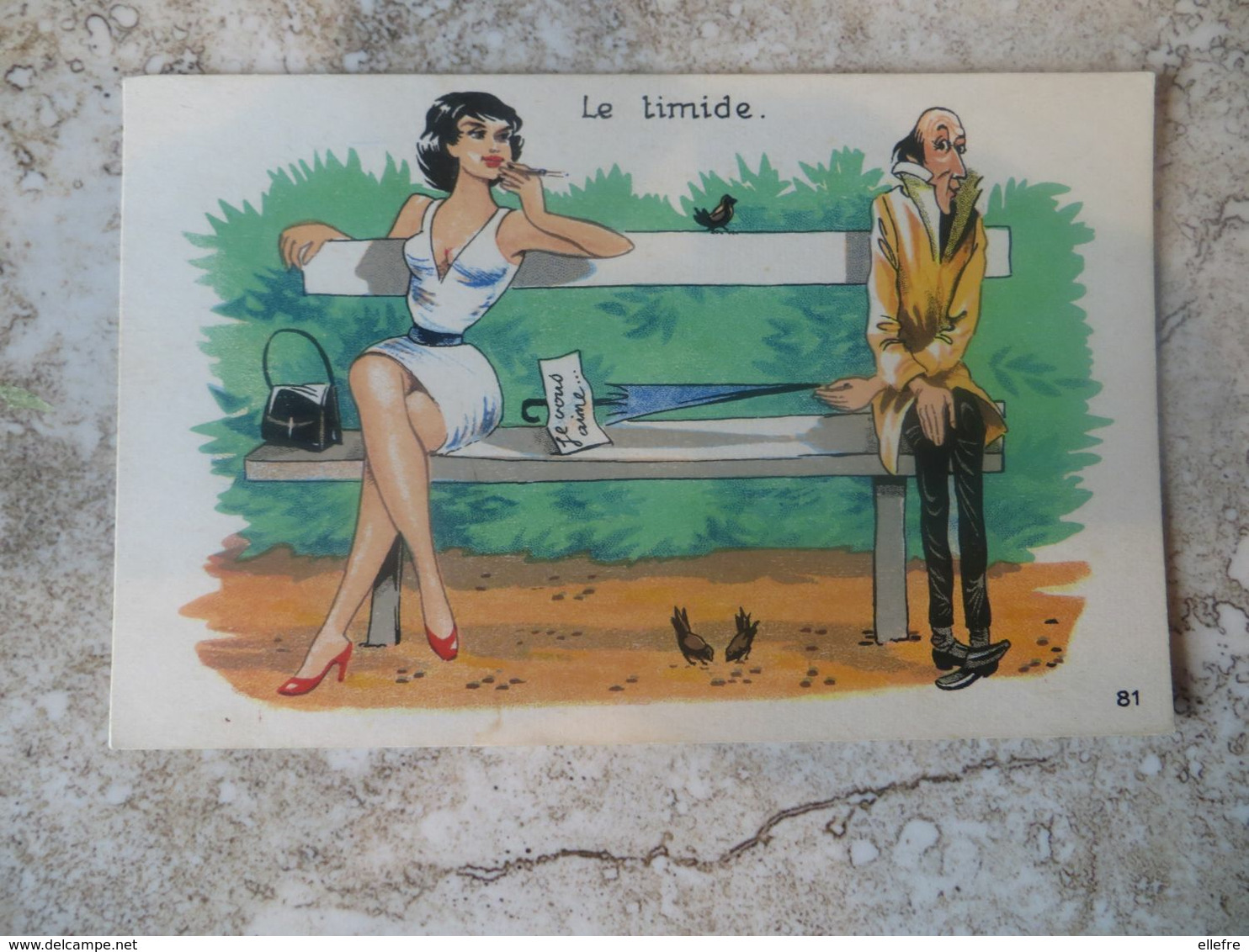 CPSM HUMOUR Le Timide ILLUSTRATEUR PIN UP Je Vous Aime Banc Parapluie Apf Nantes - 1900-1949