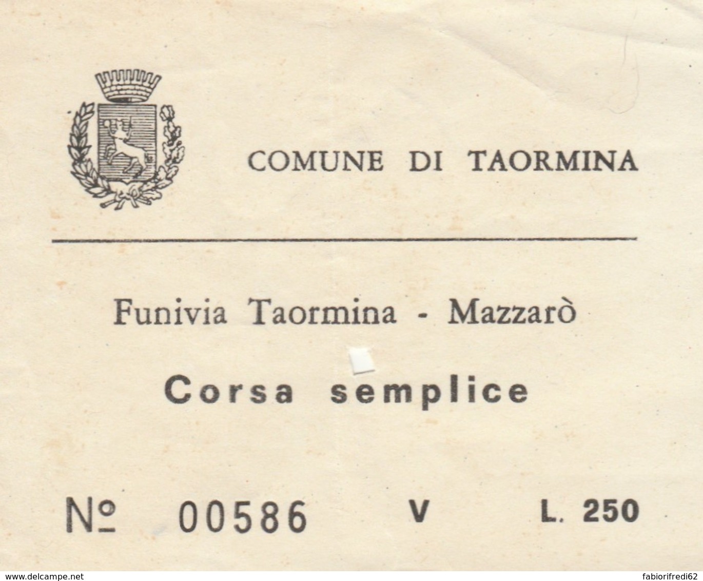 BIGLIETTO FUNIVIA TAORMINA MAZZARO' L.250 (BY1479 - Europe