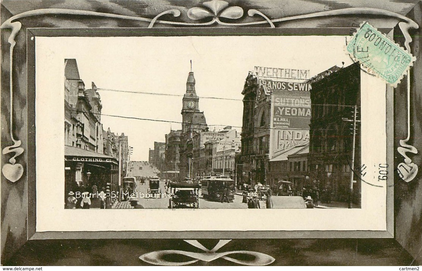 AUSTRALIA MELBOURNE BOURKE STREET TRAMWAY OCEANIA STAMP FREMANTLE TIMBRE 1909 - Melbourne