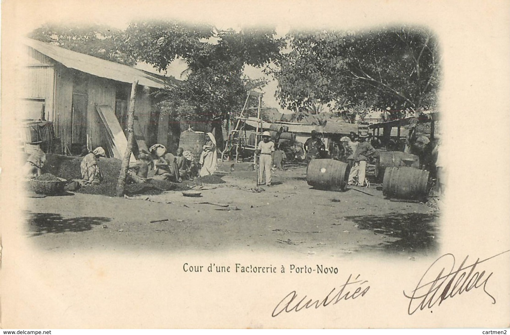 PORTO-NOVO COUR D'UNE FACTORIE DAHOMEY BENIN AFRICA TIMBRE STAMP OBLITERATION GRAND-POPO - Dahome