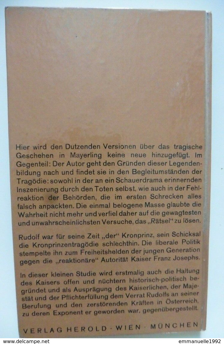 Kronprinzen Mythos - Emil Franzel 1953 - Rudolf Von Habsburg Mayerling - RARE ! - Biographien & Memoiren